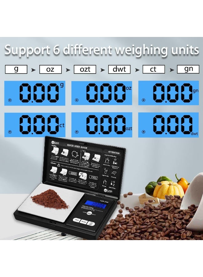 Weigh Gram 200g Digital Pocket Gram Scale 0.01g Accuracy, 200g x 0.01g Mini Digital Grams Scale, Small Food Scale, Jewelry Scale, Ounces Grains Scale With100g Calibration Weight - Image 4